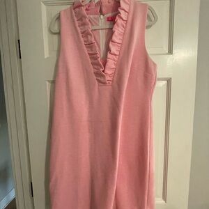 Lilly Pulitzer Pink and White Ruffle-Trim Dress